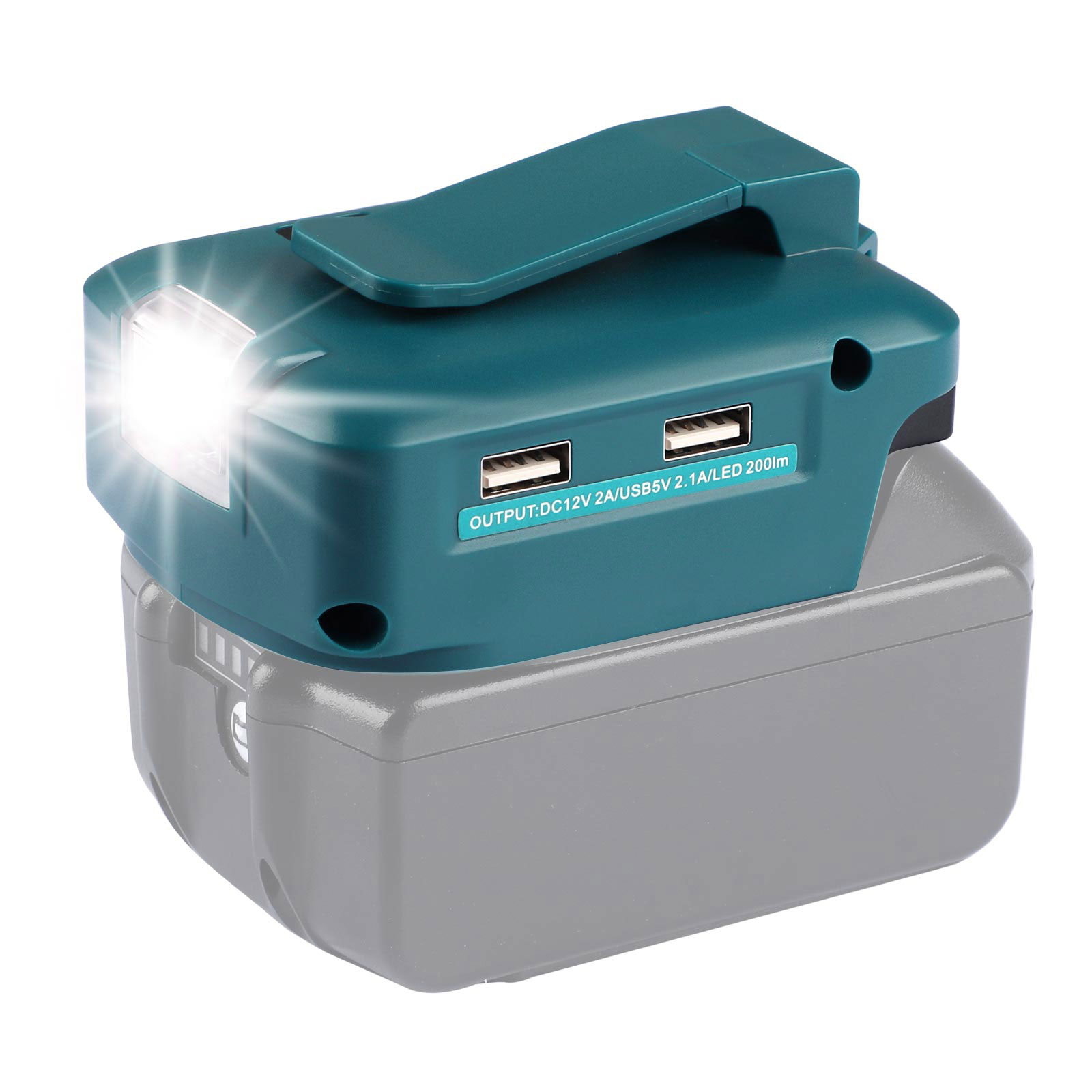 Urun Battery Adapter LED Light with DC Port &2 USB Port for Makita 14.4-18V Lithium Battery Power Source 