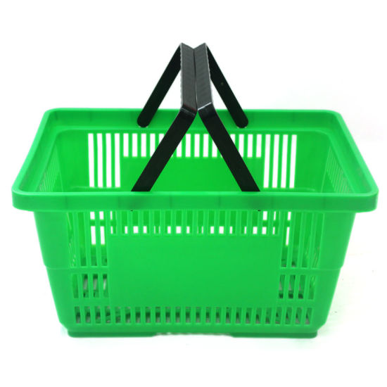 Collapsible Shopping Basket, Plastic Folding Storage Crate with Handle