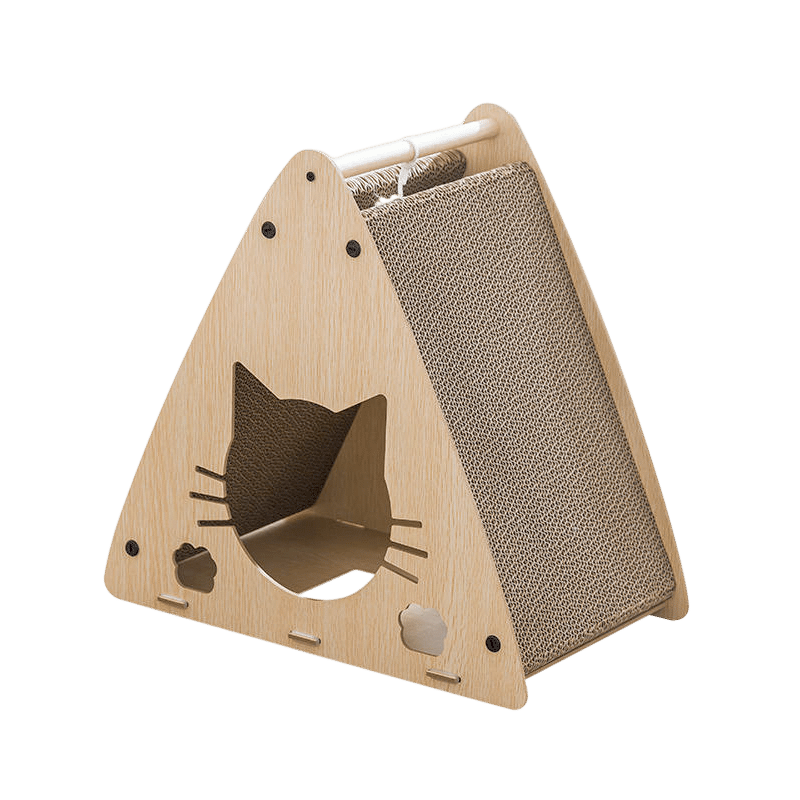Triangular Wooden Cat Bed