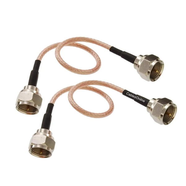 6 Inches Slim Coax 75 ohm RG179 Cable With Double End F Male Connectors TV