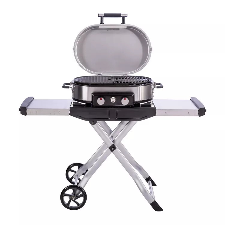 Outdoor  Portable and Foldable  Propane Two Burner Gas stainless BBQ Grill