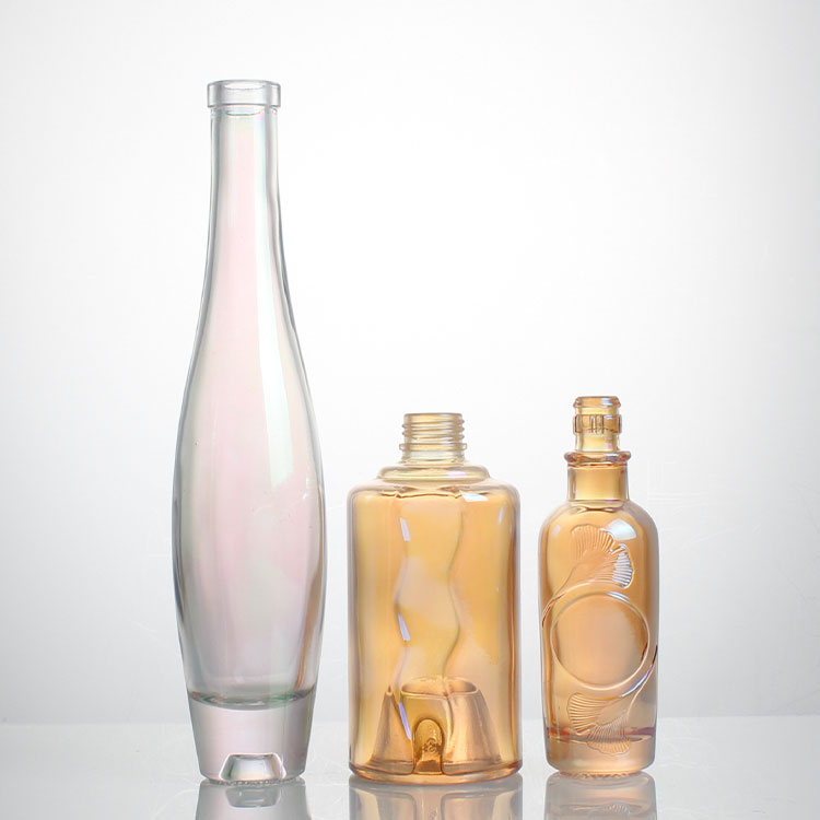 China factory fashionable design supplier Ion Plating Glass Bottle colorful Decorative Glassware shape customized OEM