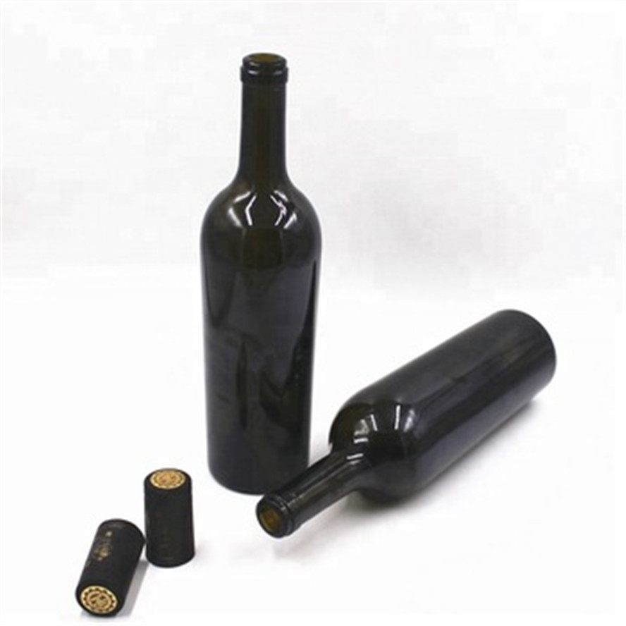 factory wholesale 750ml 75cl high-quality Bordeaux glass bottle custom premium antique green  wine Glass Bottle cork top