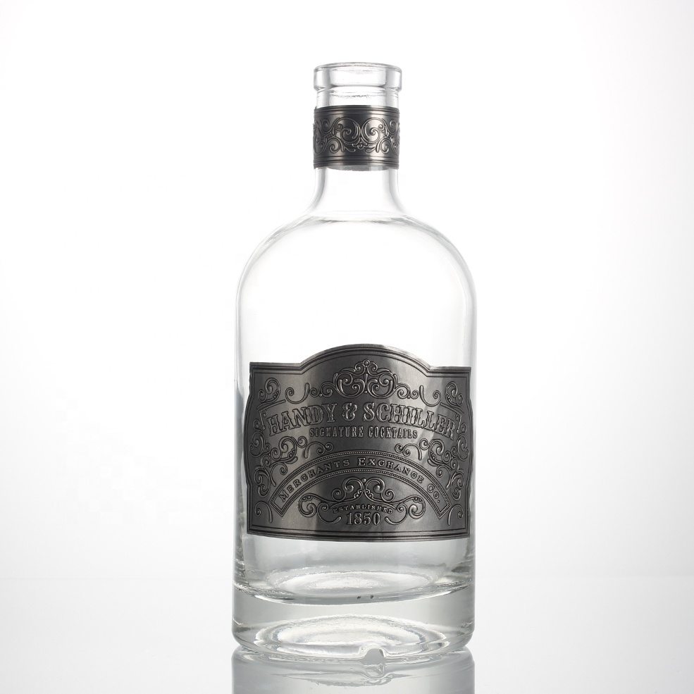 wholesale empty 500ml super flint spirit glass bottle vodka rum gin bottles custom logo