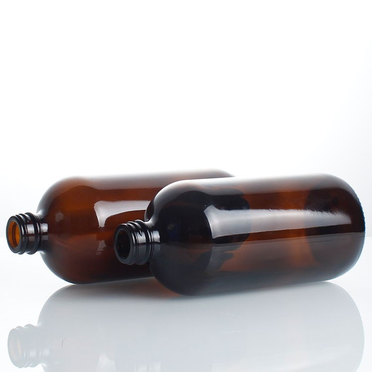 Amber Brown Flint Boston Glass Bottle