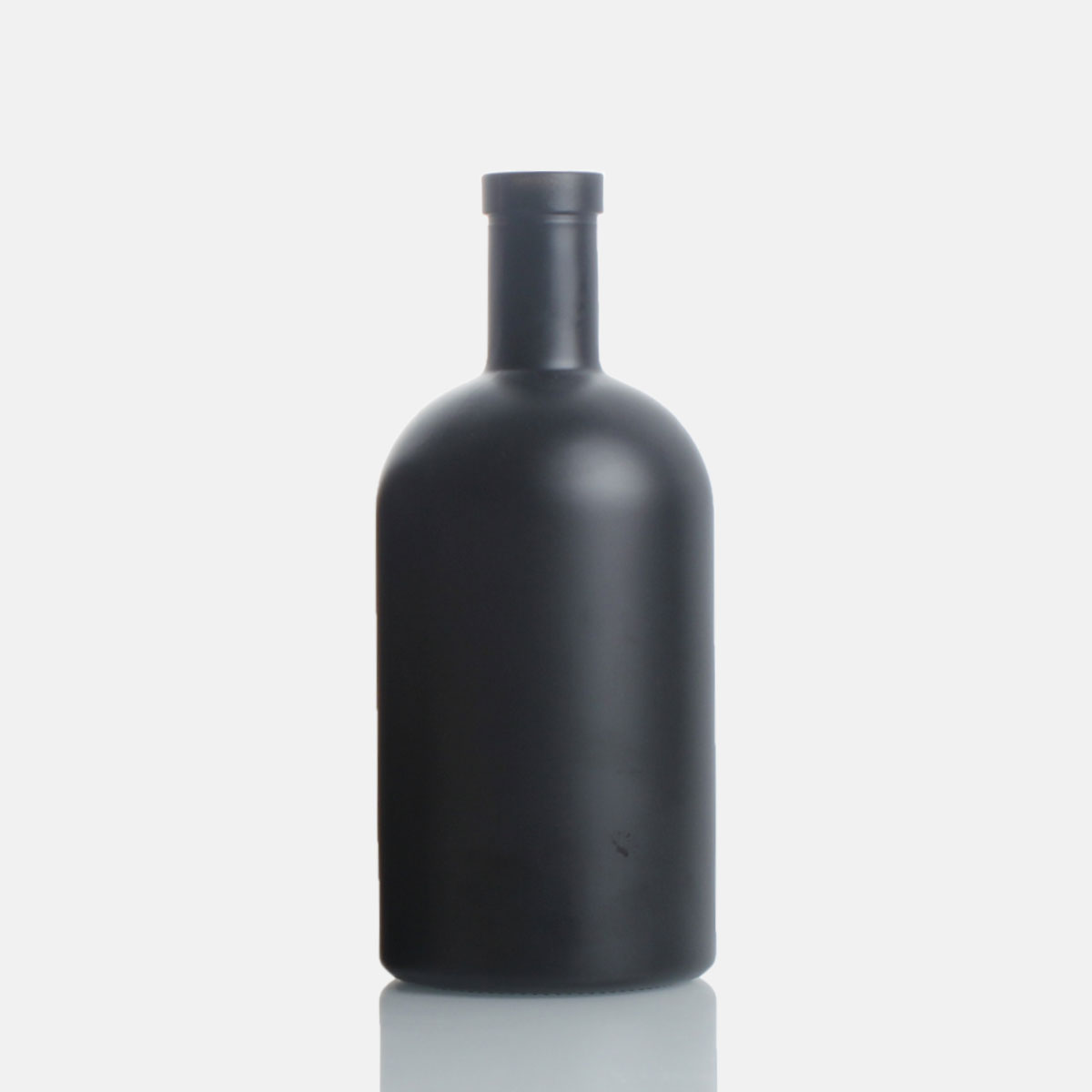 wholesale 750ml empty round matte black liquor whisky vodka rum spirits glass bottle custom logo 