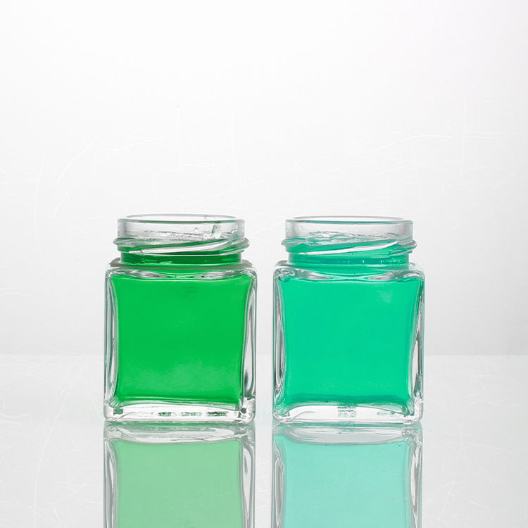 China manufacturer wholesale common flint glass jar clear square shape bottle beverage sauce kitchen storage honey jar 
