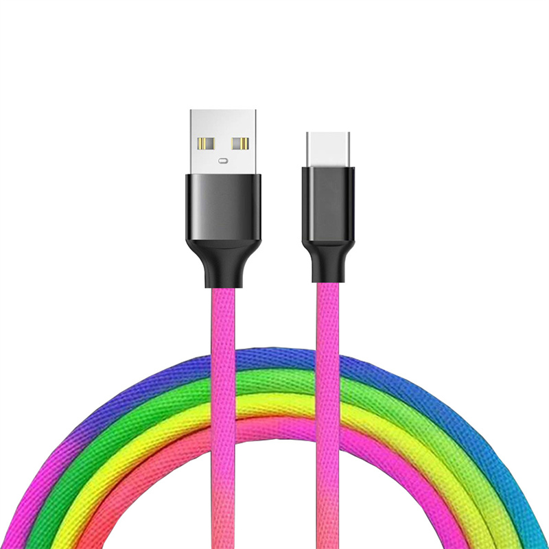 Vnew High Quality Colourful Pvc Denim Usb2.0 To Type C Male To Male Usb Cable For Smart Phone