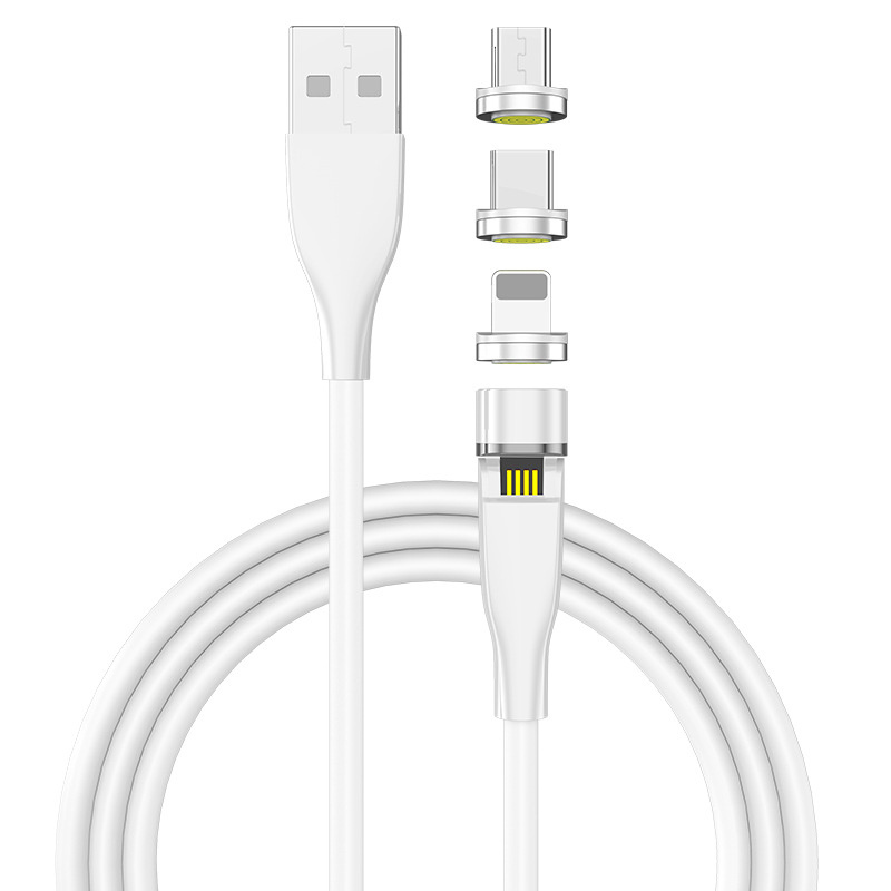 Vnew Hot Sell High Quality 540 Degrees Rotation 3 In 1 Micro/8pin/Type C 3a Fast Charging Magnetic Usb Cable For Mobile Phone