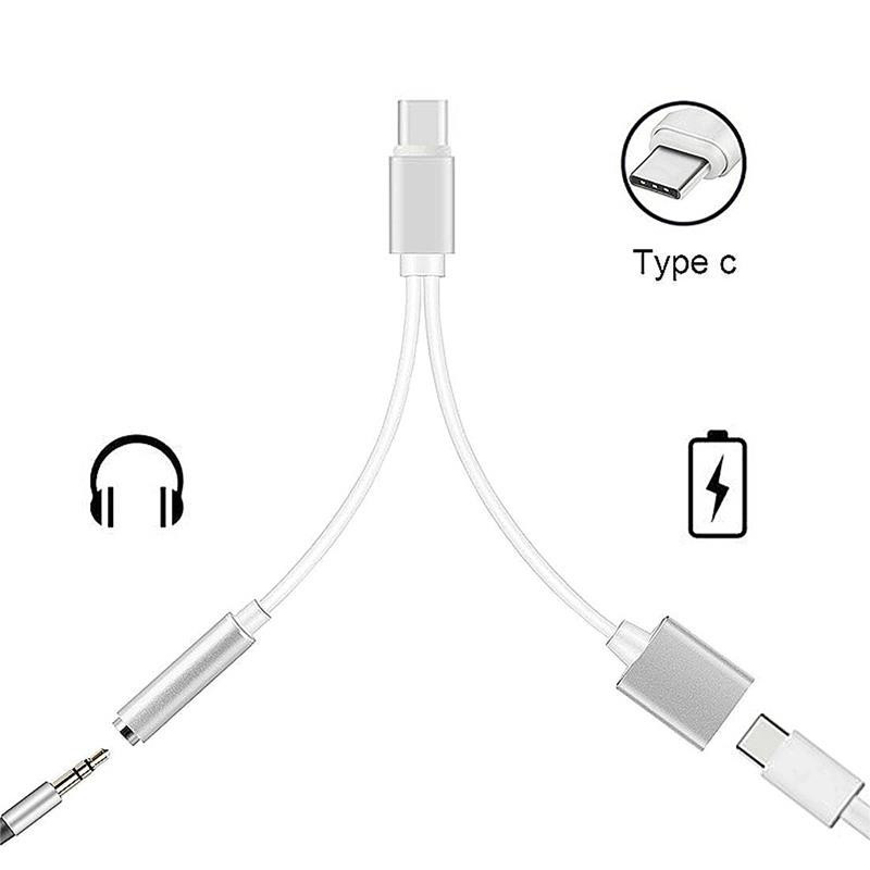 Vnew Hot Sell High Quality Usb Adapter 2 In 1 Usb C To 3.5mm Jack Headphone Aux Audio Charging Adapter Cable Converter
