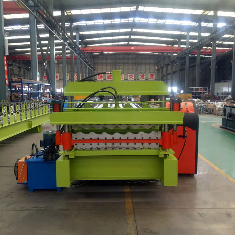 Roofing Sheet Roll Forming Machine, Blue Color Double Layer Roll Forming Machine