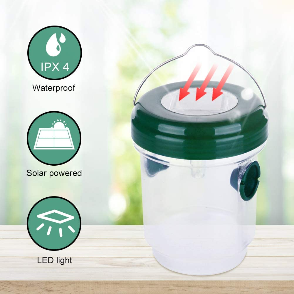 Reusable Bee Catcher Outdoor for Hornets Solar Powered Wasp Killer with UV LED Light DY-001