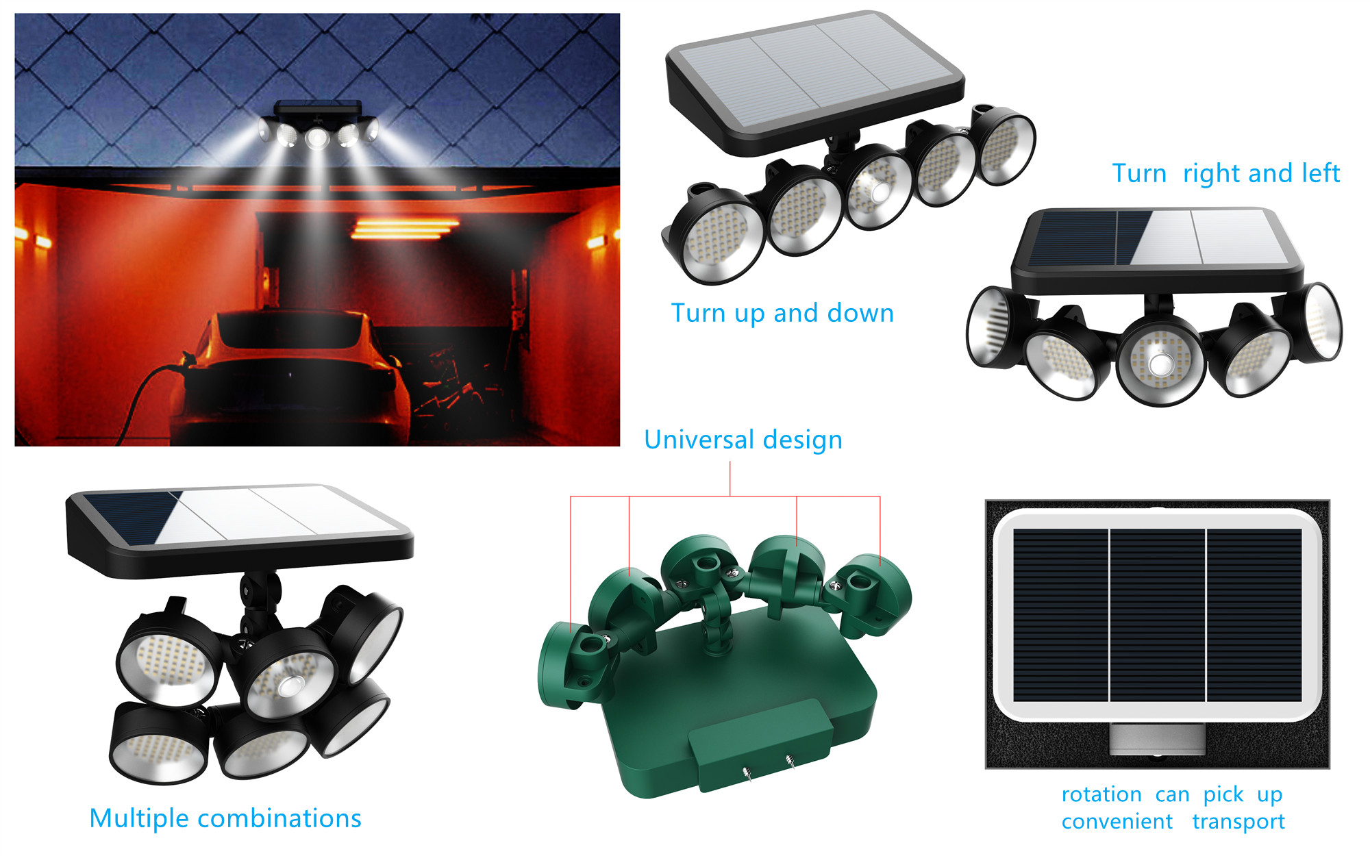 Multi - head solar induction lamp