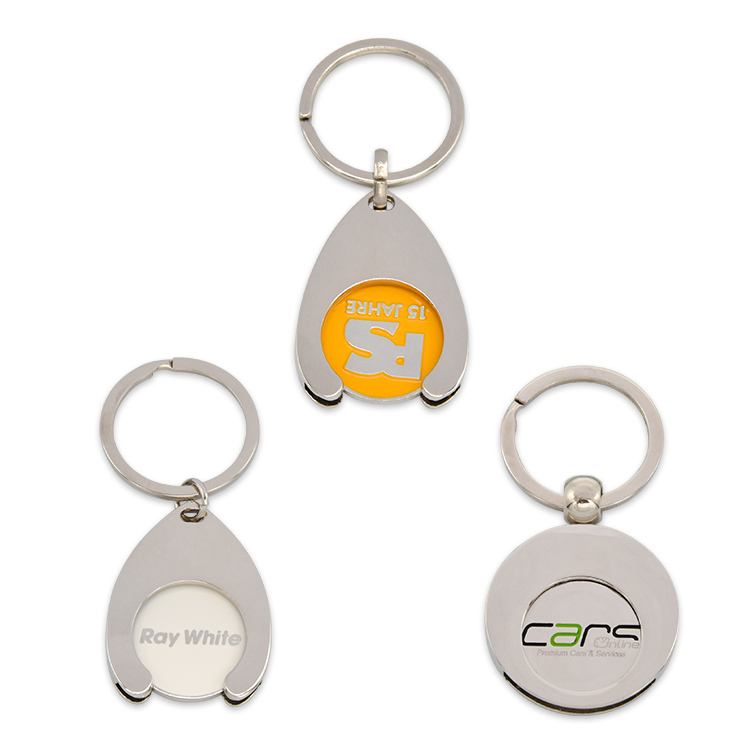 China Factory Supply Supermarket Locker Custom Coin Trolley Token Keyrings