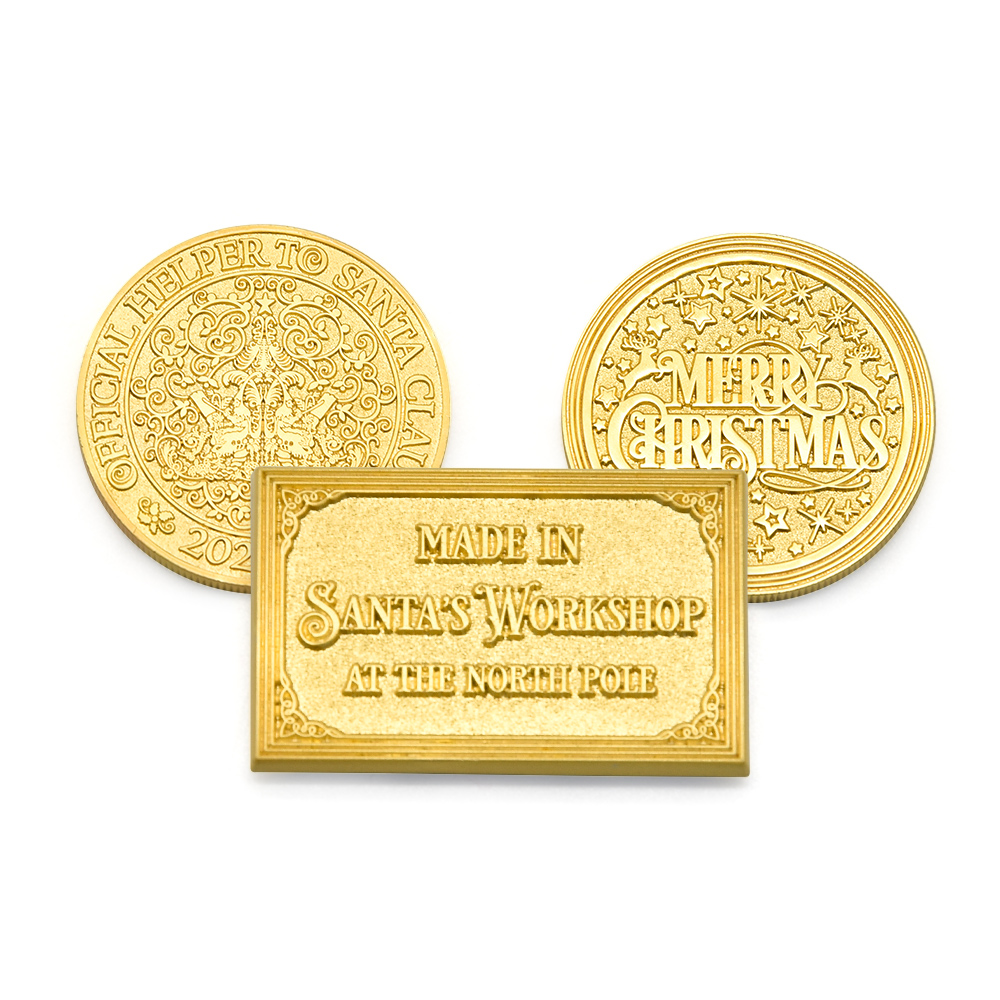 Wholesale Custom Cheap Production Gold Metal Souvenir Coin For Christmas