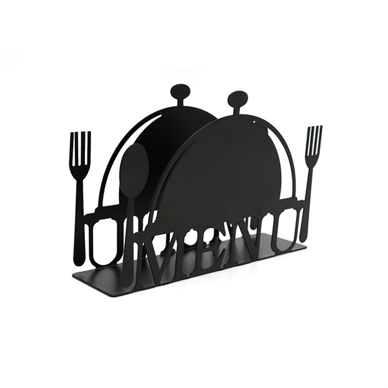 Coffee shop hotel table metal paper towel holder iron art hollowed out knife and fork pattern napkin holder