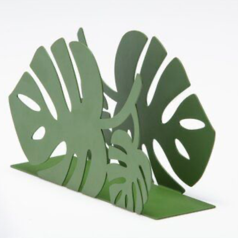 Bavou Breeze Leaf Napkin Holder, Metalin Black, Green, White Color