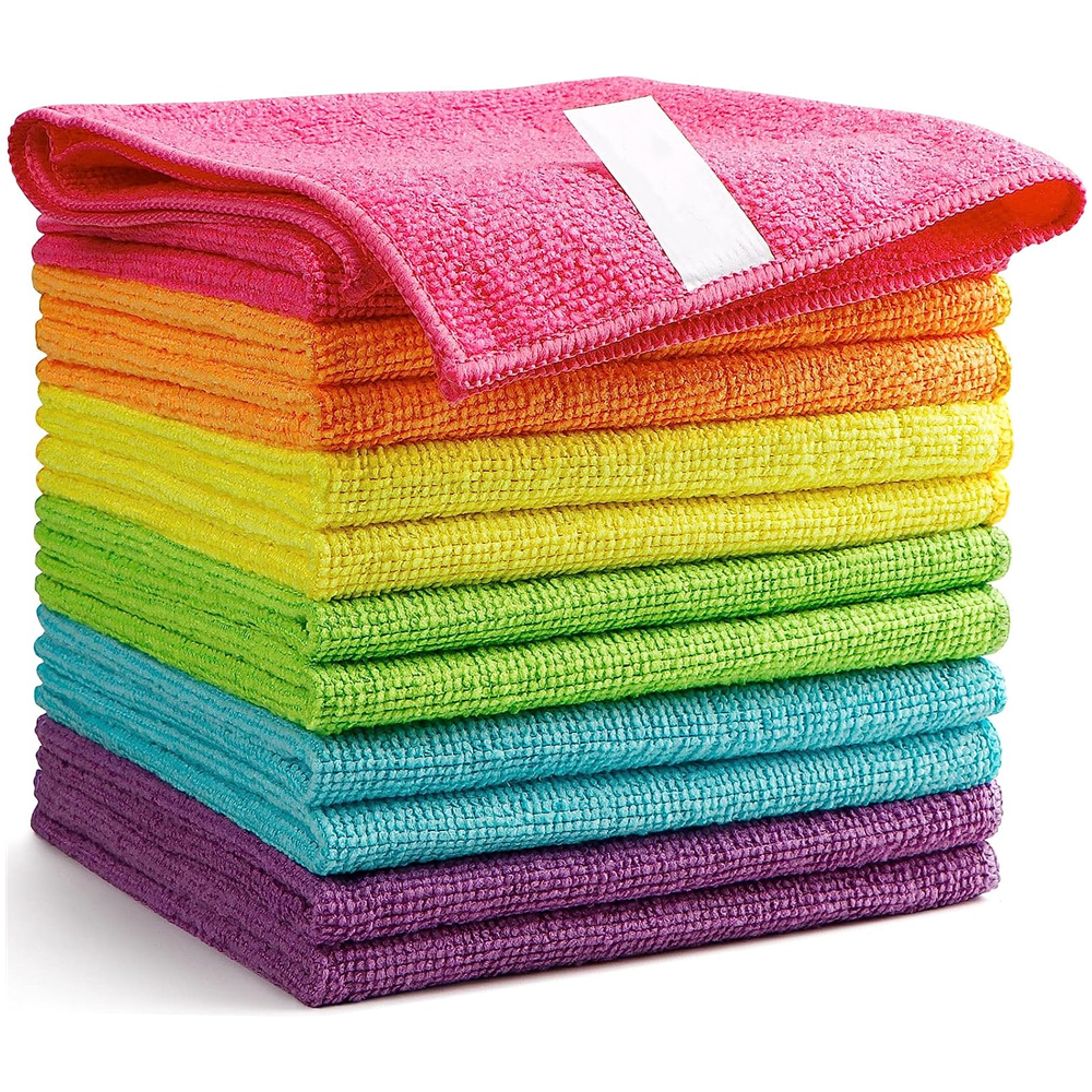  Premium Custom Logo Microfiber Cleaning Cloth Warp Knitted Microfiber Towel