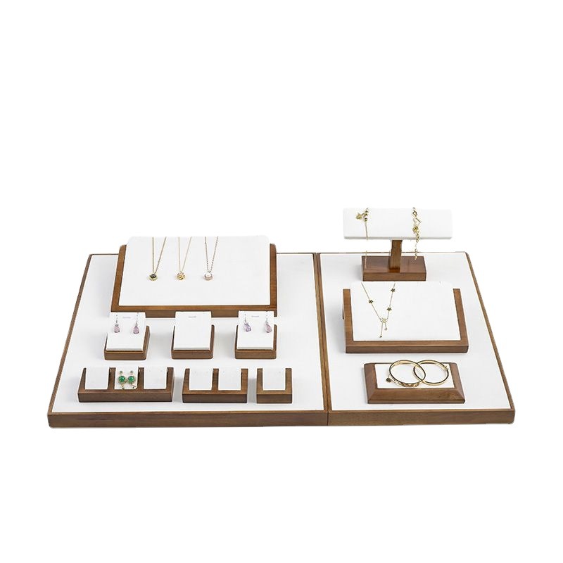 High quality white Pu leather with MDF Jewellery Display set supplier