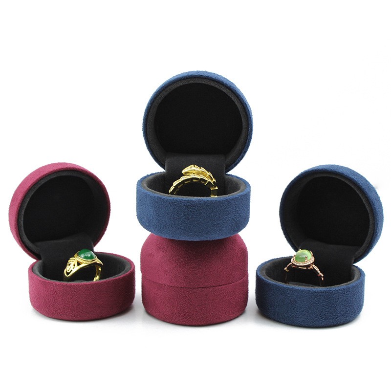 Hot Sale Logo Mini Suede Round Jewelry Packaging Box from China