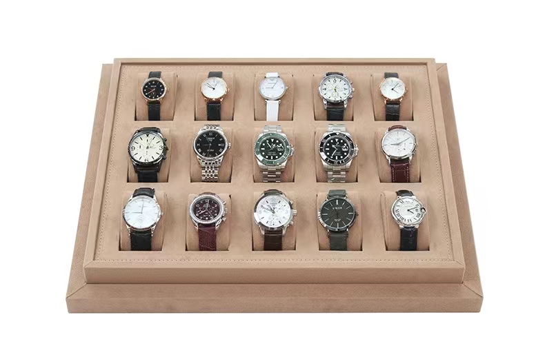 Durable Velvet with wood Watch display tray from supplier