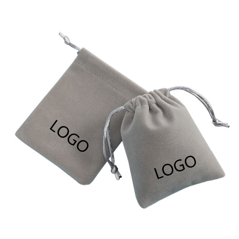 Hot Sale Grey Velvet Jewelry Pouches With Drawstring from China