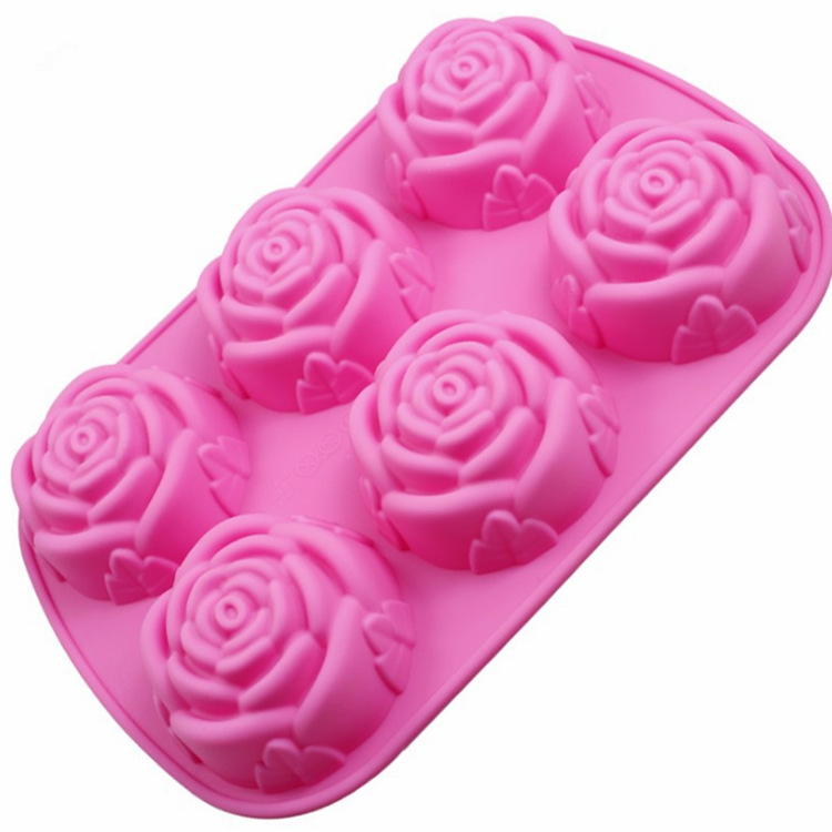 Wholesale Silicone 6-cavity Rose Cake Mold