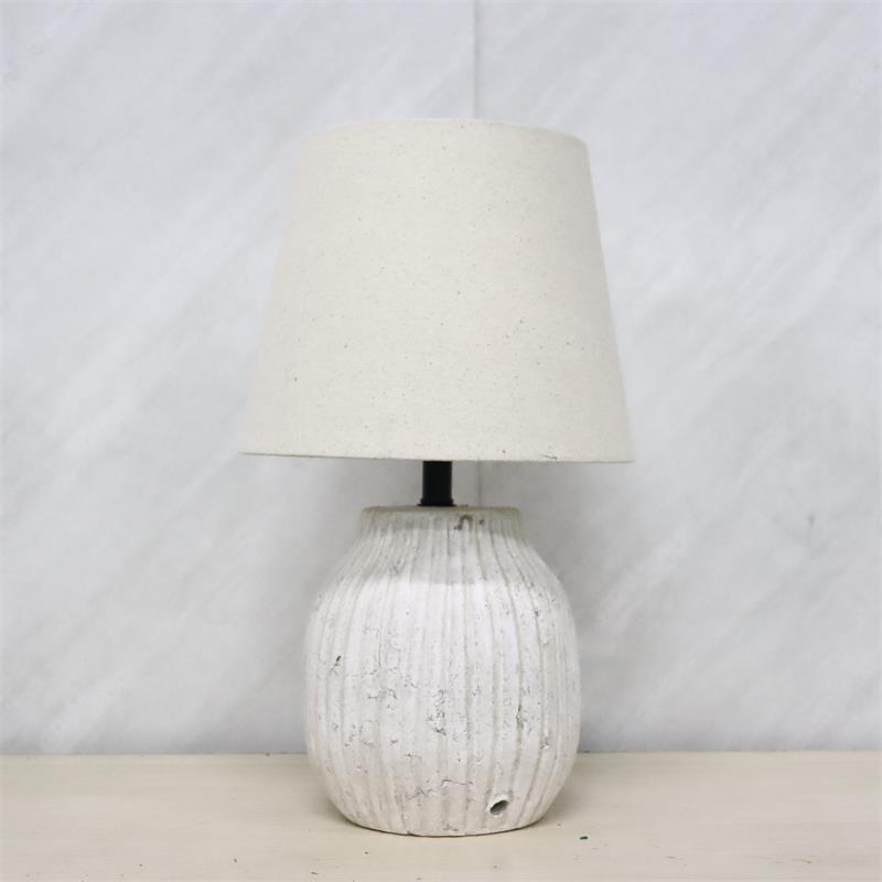 Ceramic table lamp with double ear linen horizontal compartment