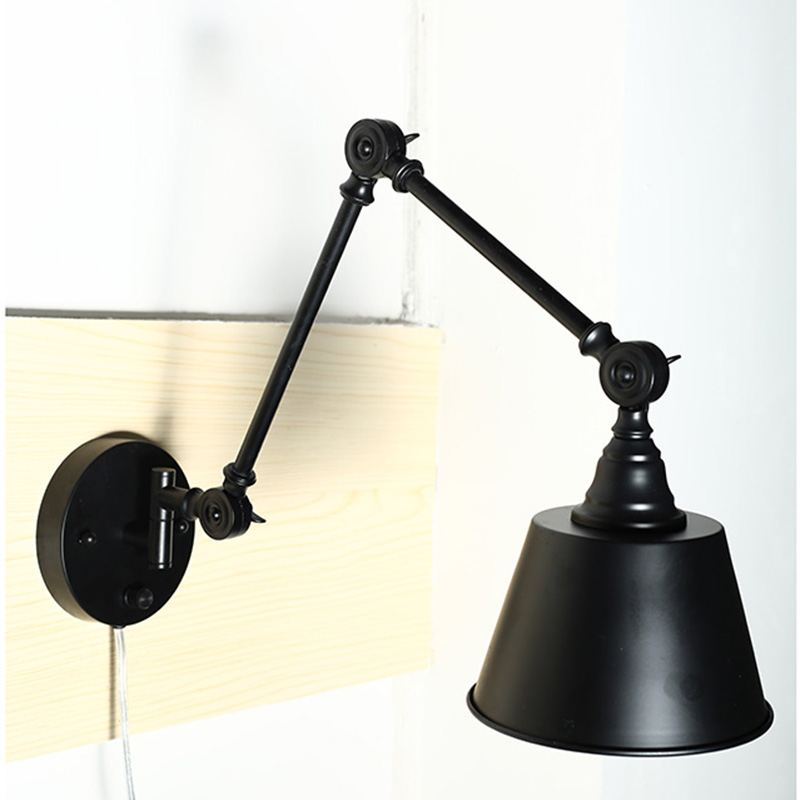 Post-modern vertical American European style spray paint adjustable swing arm design wall light