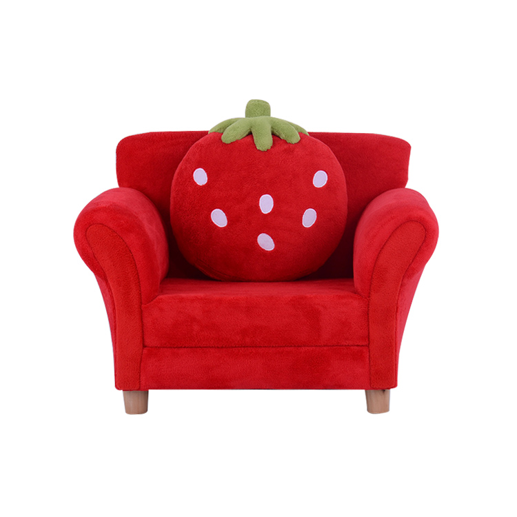 Pink kids strawberry sofa children armchair with pillow