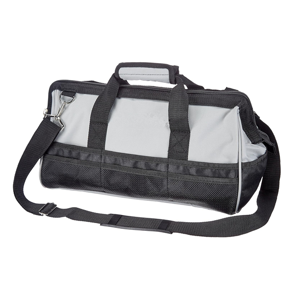 16 Inch, Durable Wear-Resistant Base, Black & Grey Large Standard Tool Bag with Strap