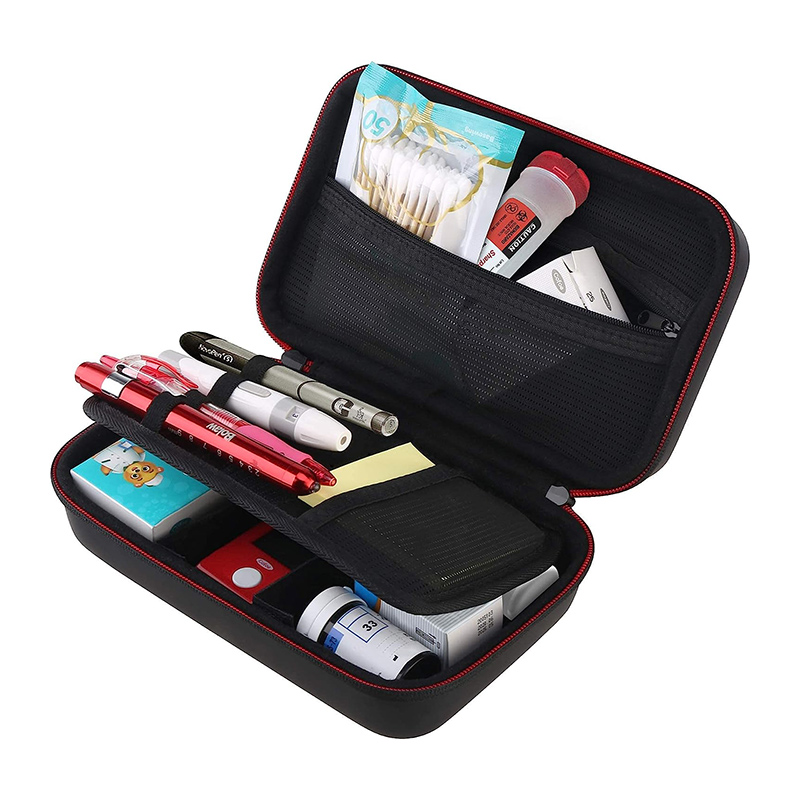 Diabetic Supplies Travel Case for Diabetic Testing Kit, Glucose Meter Storage Case for Insulin Pens, Glucose Meters, Test Strips, Medication, Lancets, Syringe, Pen Needles and More, Black