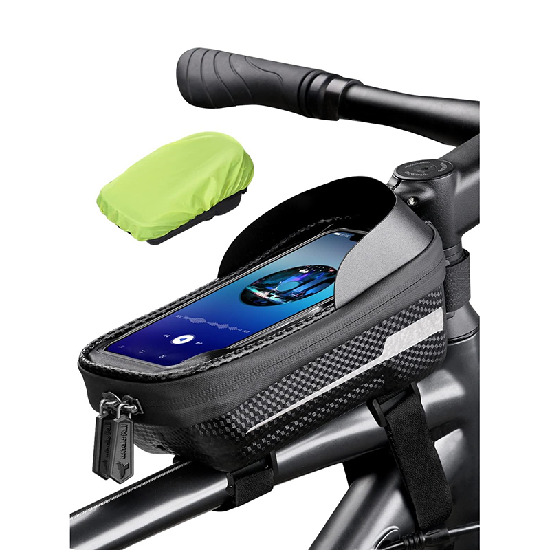 Hard Casing Bike Bag, Bike Accessories, Never Deform / Lighter / Waterproof, Bike Phone Holder Bike Phone Mount, 3D Hard Eva with 0.25mm Sensitive TPU Touch-Screen, with Rain Cover for Phones under 6.9''