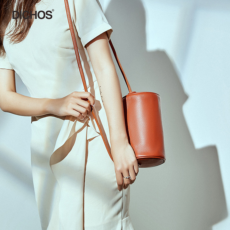 Leather Spaghetti Strap Pillow Bucket Bag