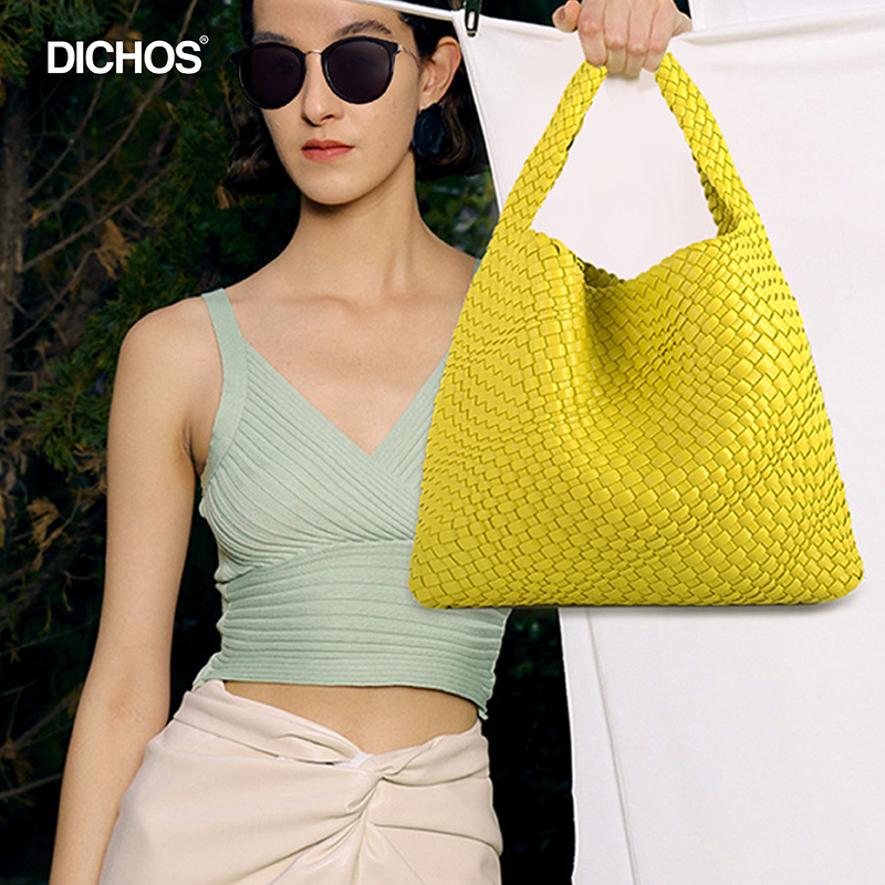 Soft Leather Knotted Woven Handbag For Women
