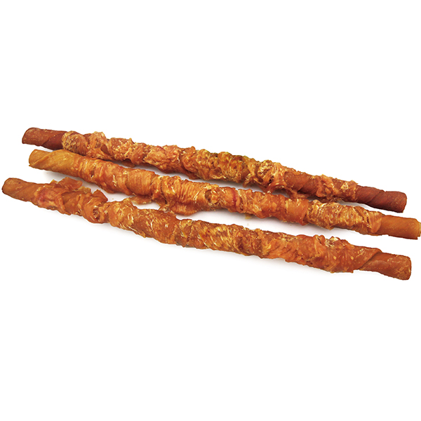 DDC-18 34cm Porkhide Stick Twined by Chicken Natural Dog Treats