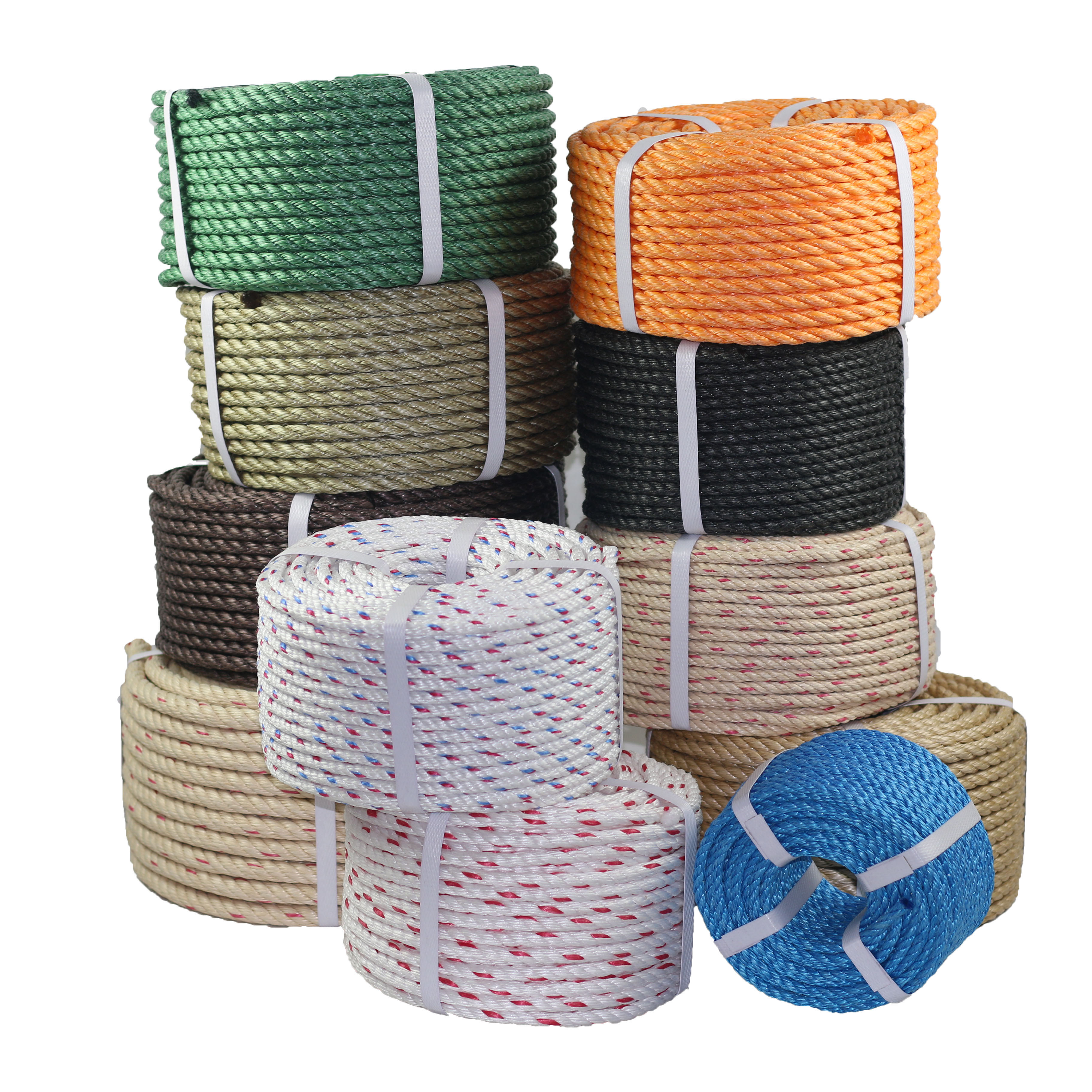 Supplier's own factory produces 3/4 strands PP twisted rope for mariculture