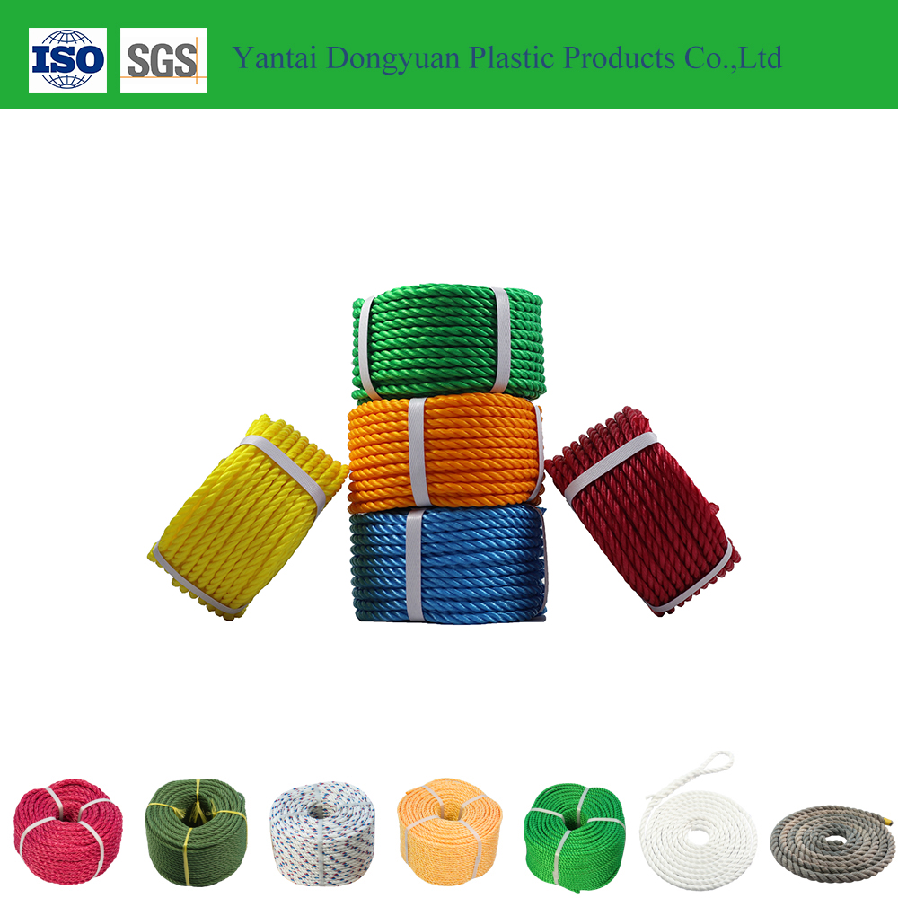 Wholesale Supplier y HDPE 3 strands rope Plastic twisted PE fishing ropes 