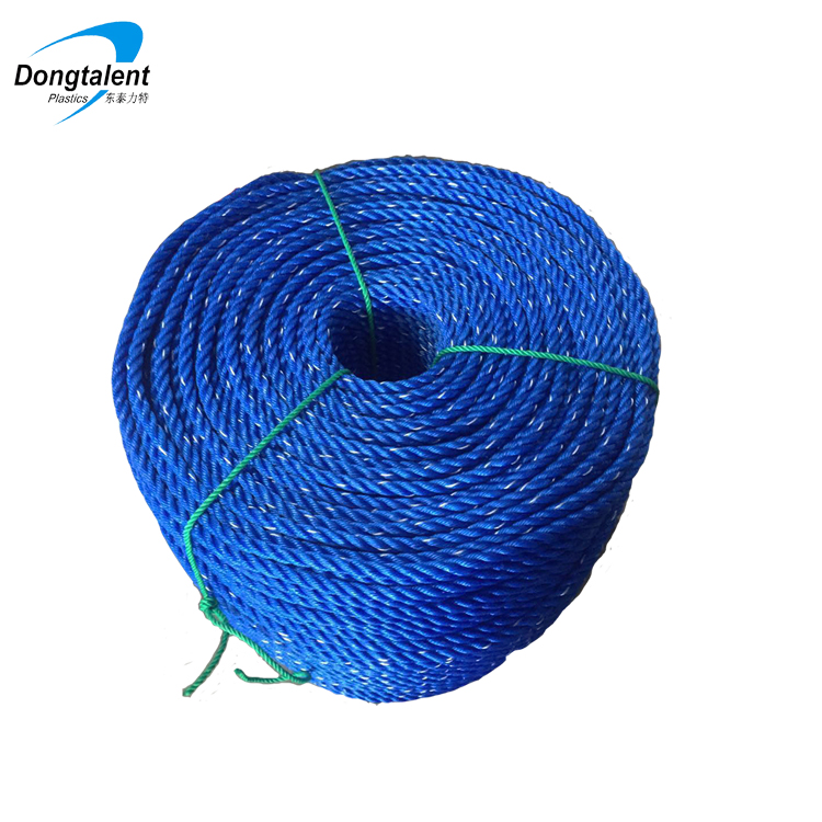 Blue color PP 3 strands twisted rope PE fishing rope with competitive price 