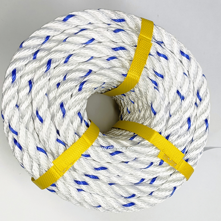 3 Strand 4 Strand Twisted Polyamide Nylon Polyester Polypropylene PP Multifilament Rope For Fishing Black Blue Green White