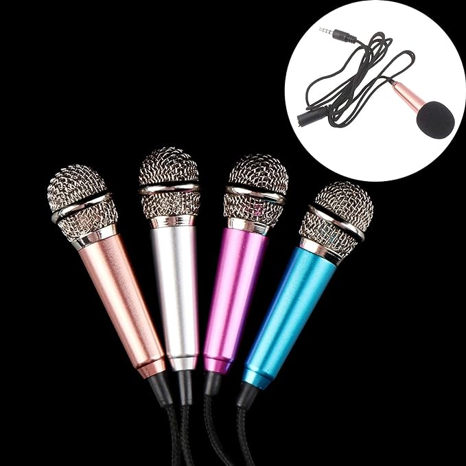 Mini Microphone with Omnidirectional Stereo Mic for Voice Recording, Portable Microphone Chatting and Singing Compatible with Smartphone