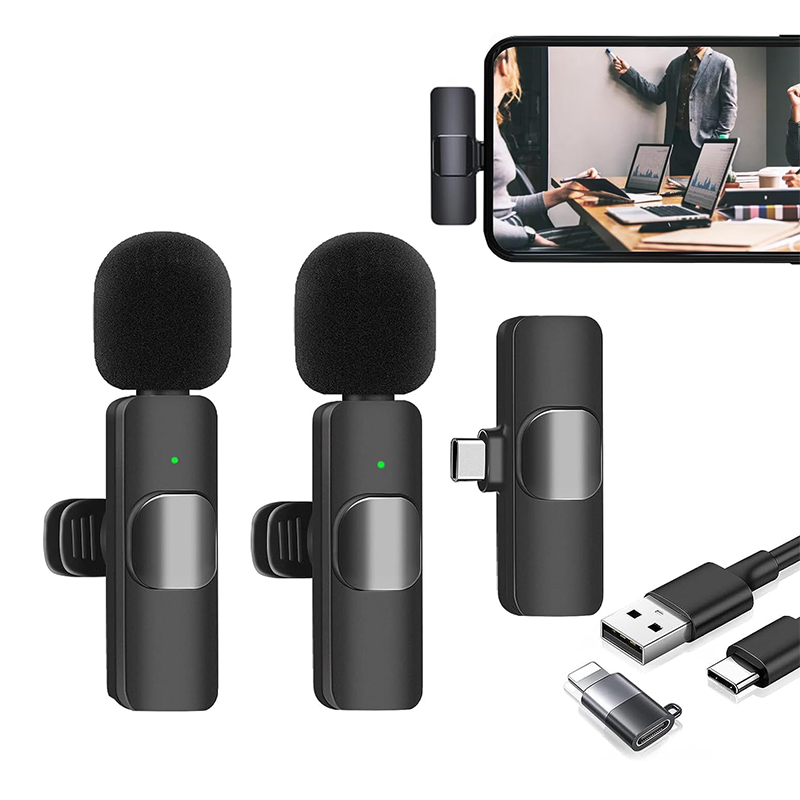 Wireless Lavalier Microphone for iPhone/IOS/Android, Plug and Play Wireless Microphone