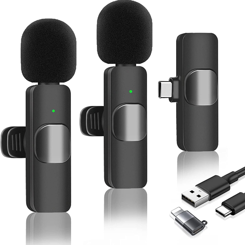 Wireless Lavalier Microphone, Wireless Microphone for iPhone/Android/iPad/Laptop