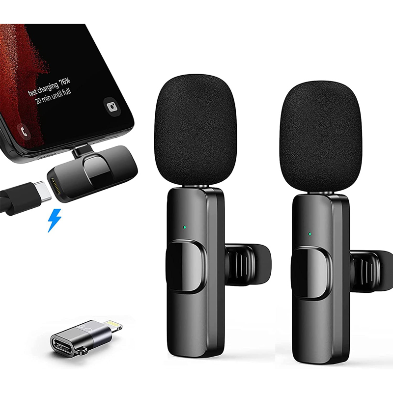 In Stock 2.4ghz Rechargeable Long Range Professional Mini Mic Wireless Collar Lapel Lavalier Microphone For Iphone Android Phone