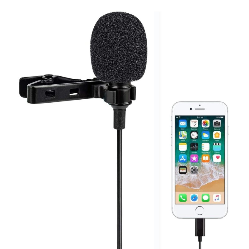 Lavalier Microphone for iPhone Recording, Live Microphone for Video Interviews