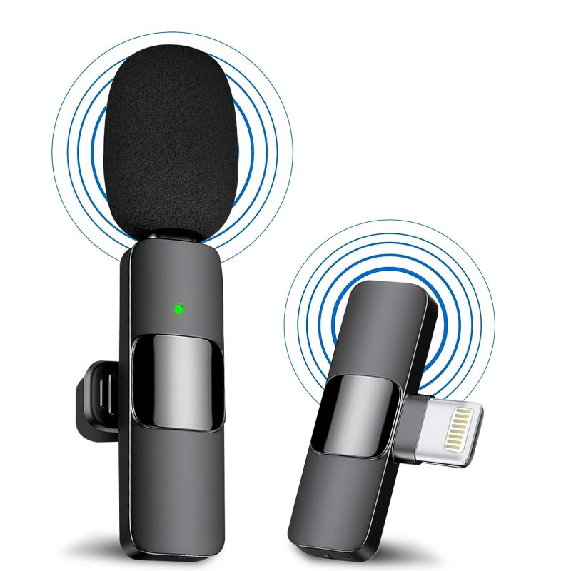Professional Wireless Lavalier Microphone for iPhone iPad Plug and Play for Video Recording