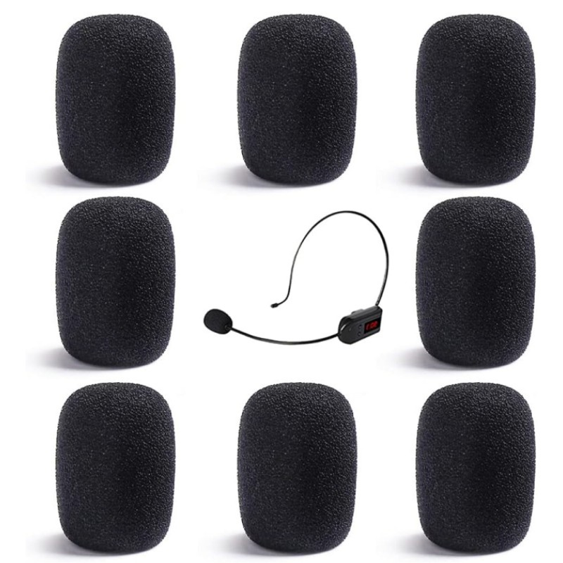 8 Pack Foam Microphone Windshield Headset Microphone Foam Sleeve