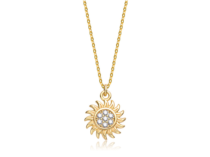 Golden Sunflower Pendant Necklace 