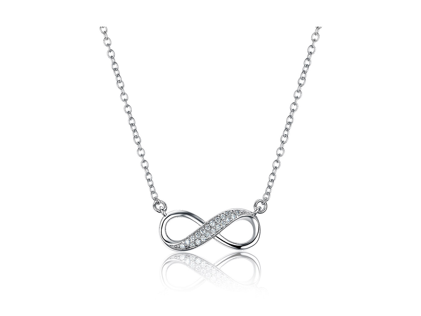 Infinity Pendant Necklace in Sterling Silver, 16" + 2" extender