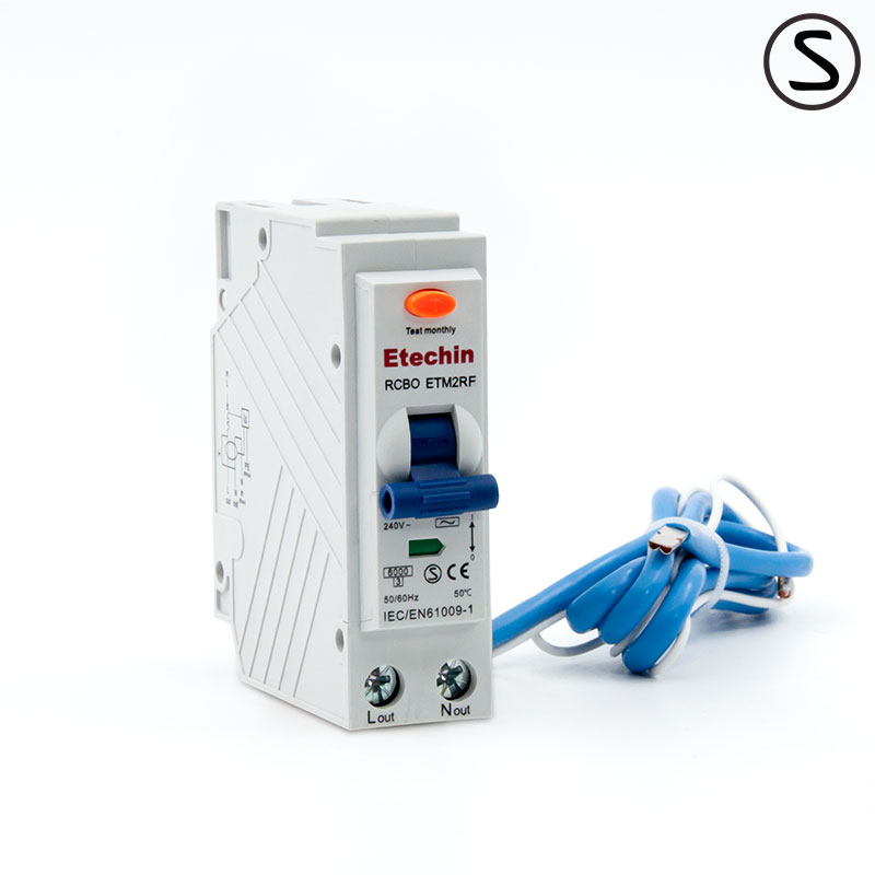 1P+N, RCBO, B, C curve, ETM2RF, Residual Current Breaker with Over-Current protection, plug in